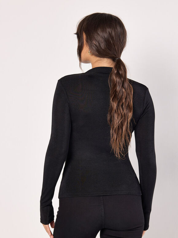 Ruched Stretch Top, Black, large