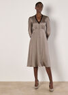 Lace Trim Satin Midi Dress, Grey, large