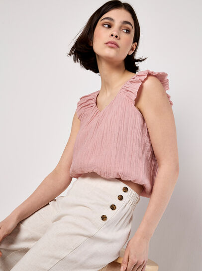 Linen Blend Culotte Trousers
