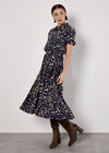 Scattered Squares Shirt Midi Dress, Navy, large