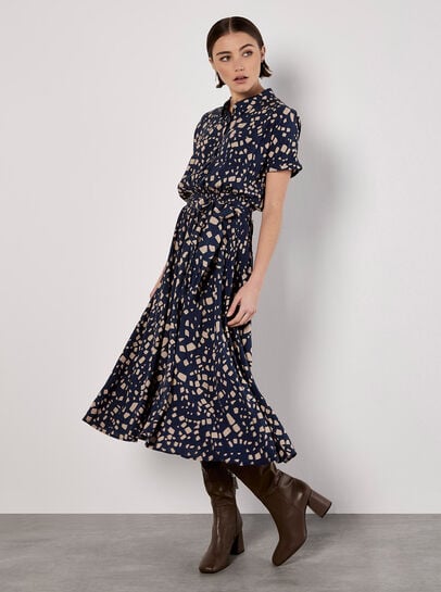 Scattered Squares Shirt Midi Dress