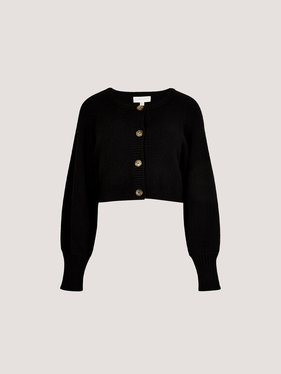 Cropped Batwing Cardigan, Black, large