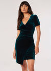 Velvet Ruched Bodycon Mini Dress, Green, large