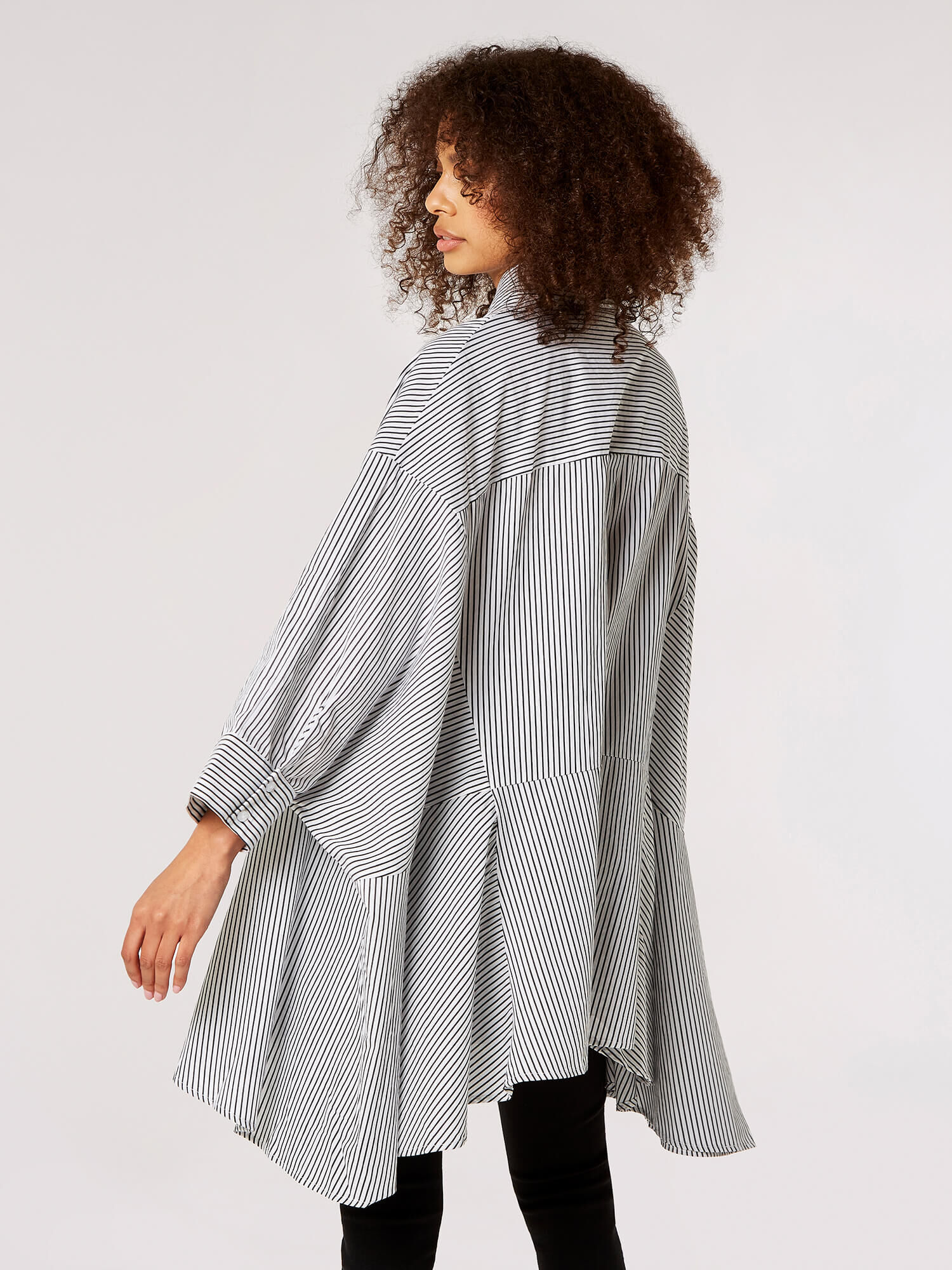 Oversized Pinstripe Cotton Shirt Apricot Clothing