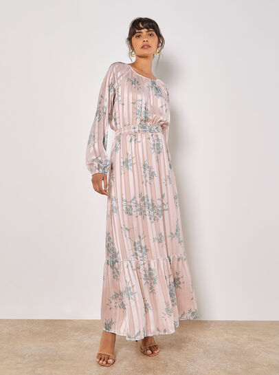 Silhouette Floral Satin Shimmer Maxi Dress