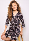 Abstract Brushstroke Shirt Mini Dress, Dark Grey - Charcoal, large