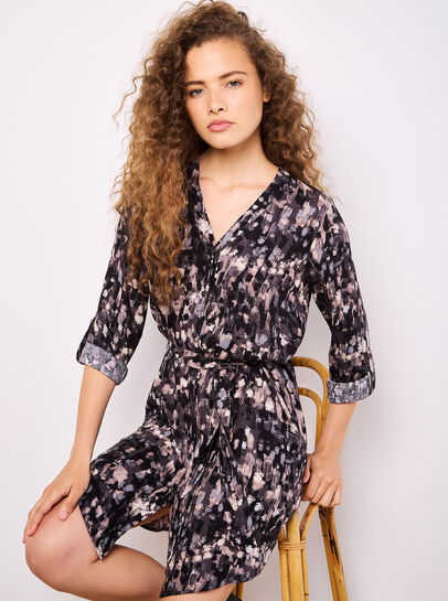 Abstract Brushstroke Shirt Mini Dress