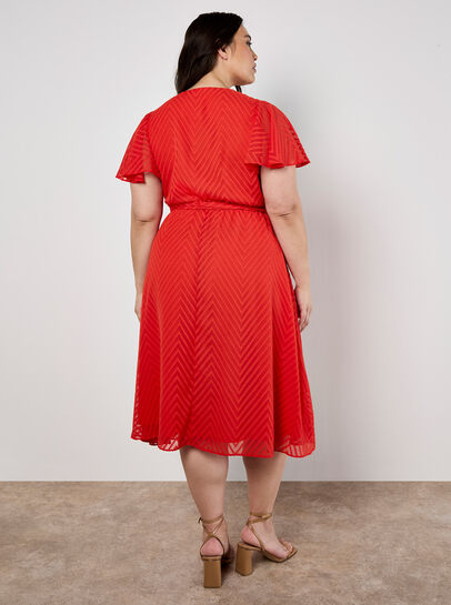 Curve Jacquard Chevron Wrap Midi Dress