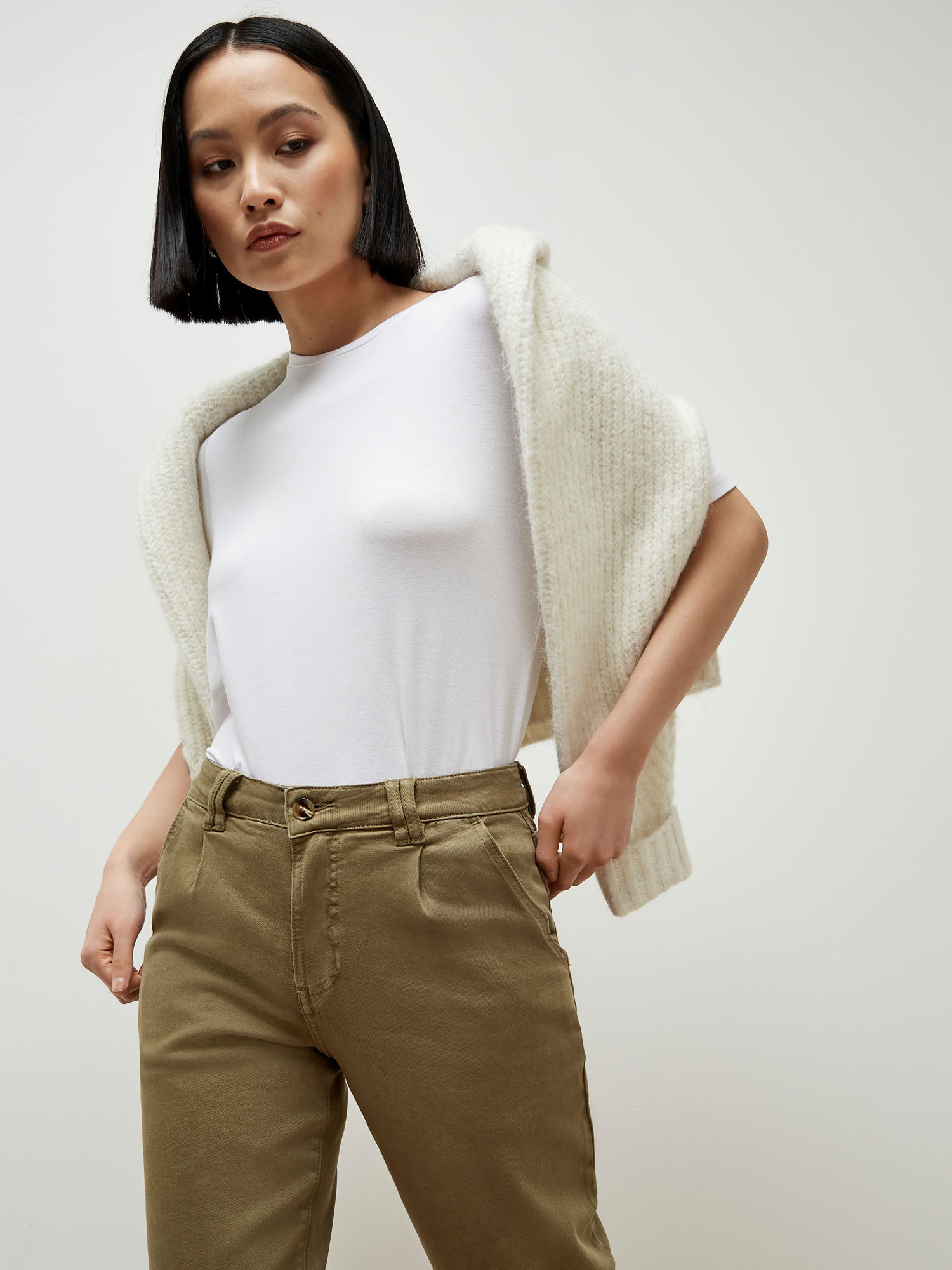 Khaki mom pants online