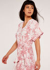 Leaf Print Midi Dress, Pink, large