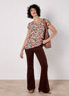 Ditsy Floral Tulip Sleeve Top, Green, large