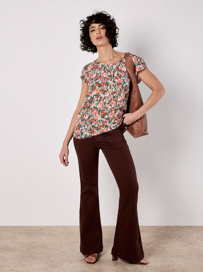 Ditsy Floral Tulip Sleeve Top