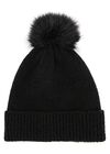 Textured Pom Pom Beanie, Black, large