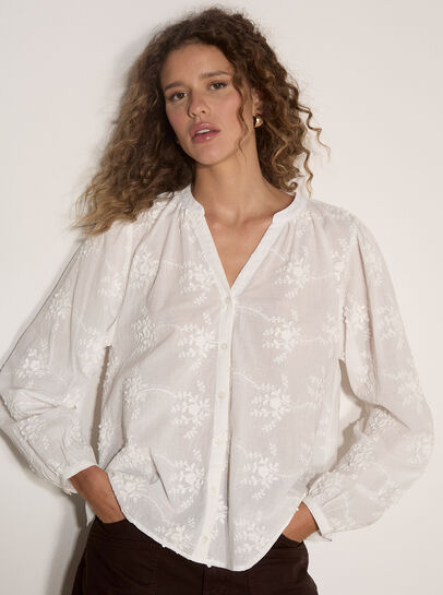 Floral Embroidered Cotton Blouse
