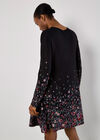 Floral Border Jersey Knit Mini Dress, Red, large