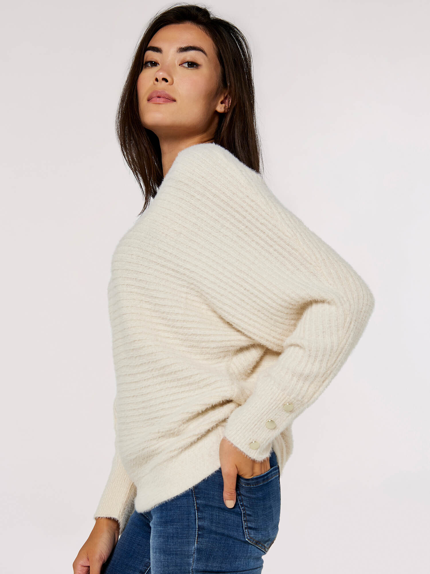 Fluffy cream new arrivals sweater