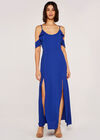 Cold Shoulder Ripple Maxi Dress, Blue, large