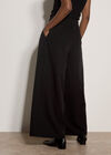 Wide-Leg Pleated Tailored Trousers, Black, large