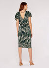 Marble Print Midi Dress, Green, large