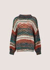 Open Knit Multi-Coloured Oversized Jumper, Teal, large