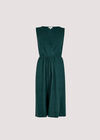 Linen Blend Wrap Mini Dress, Green, large