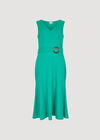 Linen Blend Belted Midi Dress, Blue, large