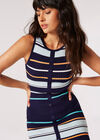 Stripe Knit Bodycon Mini Dress, Navy, large