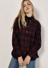 Oversized Check Corduroy Shirt, Red, large