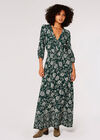Floral Print Wrap Maxi Dress
, Green, large