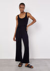 Sleeveless Ribbed Jersey Jumpsuit, Black, large