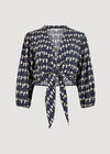 Geo Shell Cropped Top, Navy, large