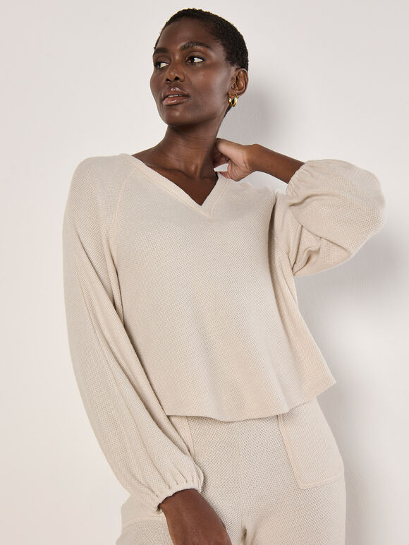 Soft Textured Top, Stone, large