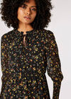 Ditsy Floral Ruffle Mini Dress, Black, large