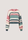 Soft Stripe Knit Cropped Jumper, Pink, large