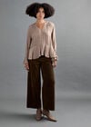 Flora Velvet Denim Wide-Leg Jeans, Brown, large