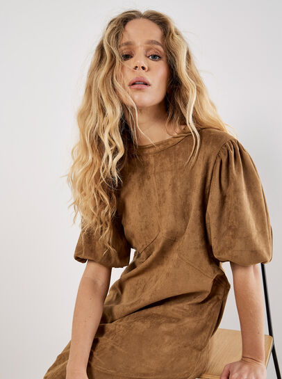 Suede Shift Mini Dress