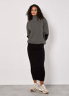 Stripe And Patch Cowl Neck Jumper, Black, large
