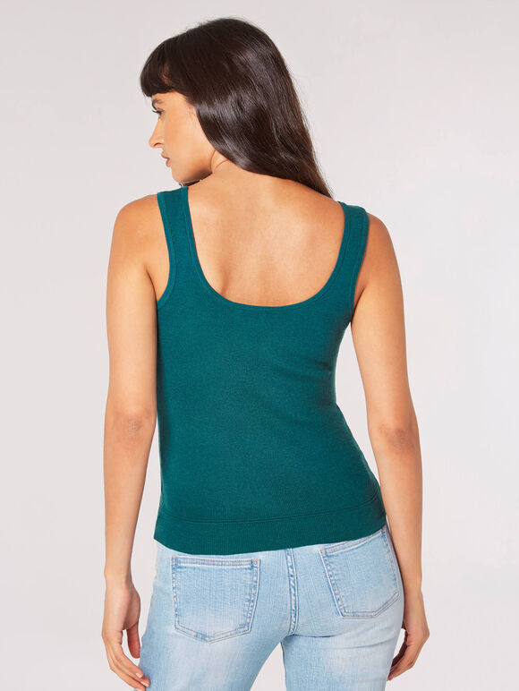 Knitted Tank Top, Green, large