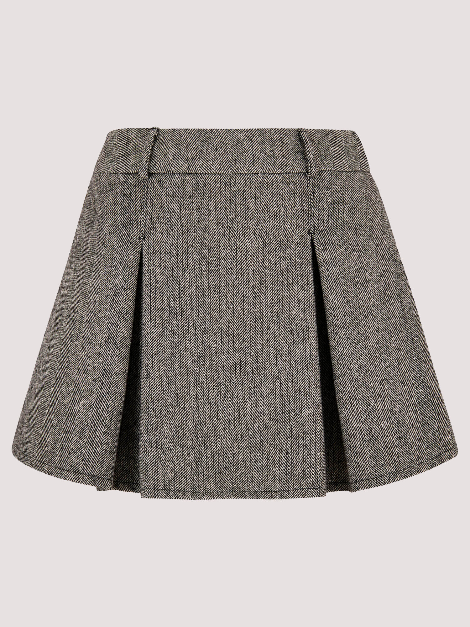 Pleated Herringbone Mini Skirt | Apricot Clothing
