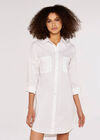 Oversized Shirt Mini  Dress, White, large