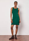 Knitted Shift Mini Dress, Green, large