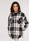 Checked Flannel Shacket, Black, large