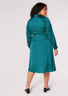 Curve Geometric Satin Midi Dress, Blue, large
