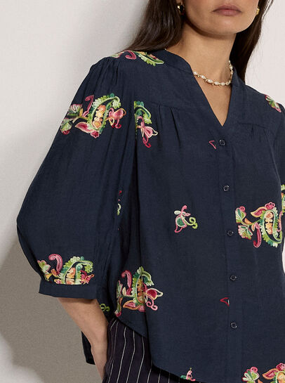 Floral Paisley Embroidered Blouse