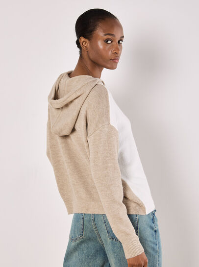 Colour Block Knitted Hoodie