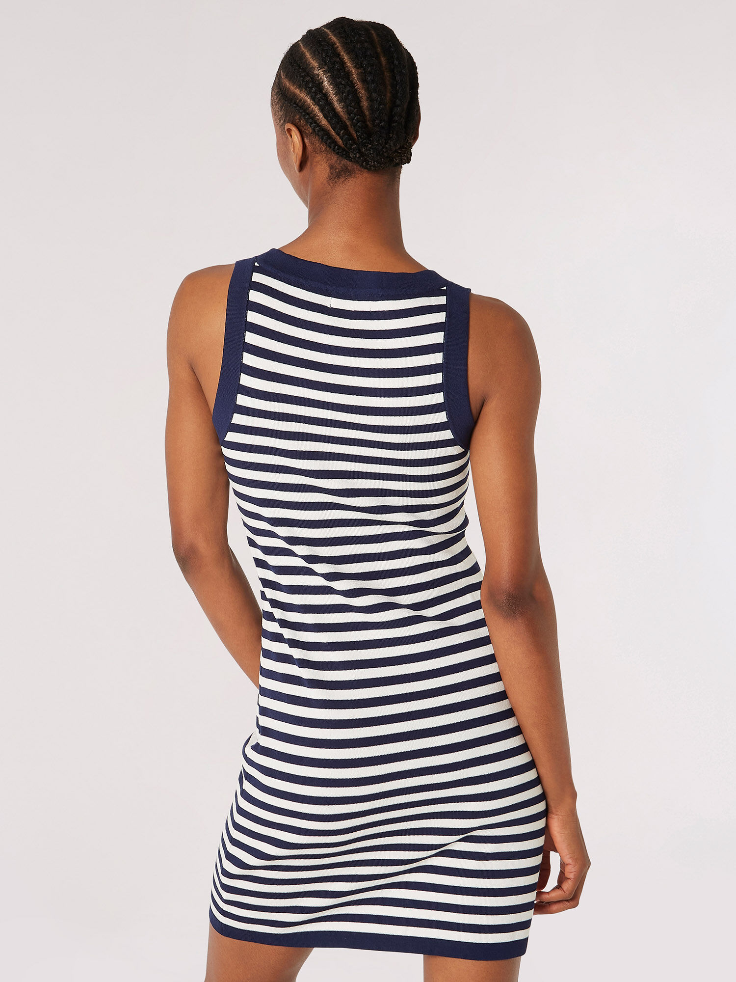 Stripe Knitted Bodycon Mini Dress Apricot Clothing