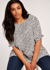 Curve Wild Dot Frill Sleeve Tiered Top, White, large