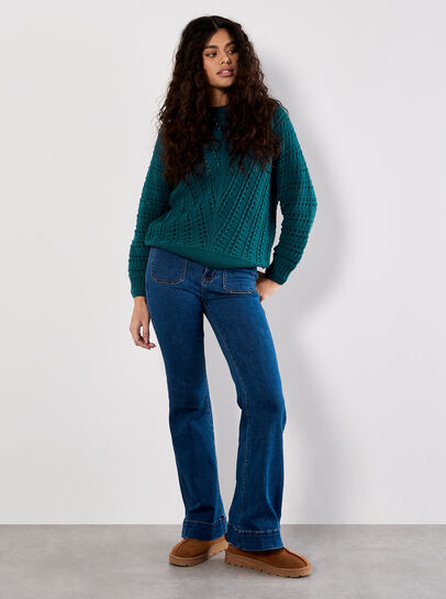 Vertical Pointelle Knit Jumper