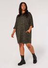 Curve Zebra Cocoon Mini Dress, Khaki, large