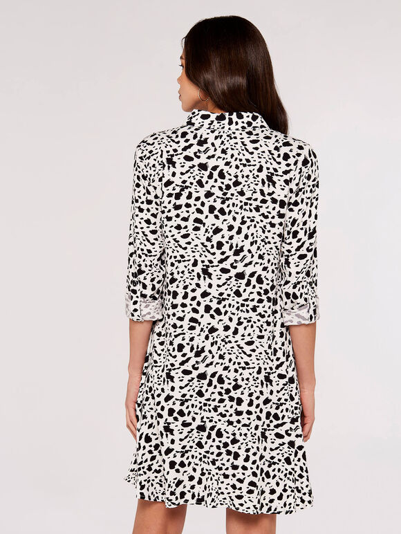 Paintsplash Shirt Mini Dress, Cream, large